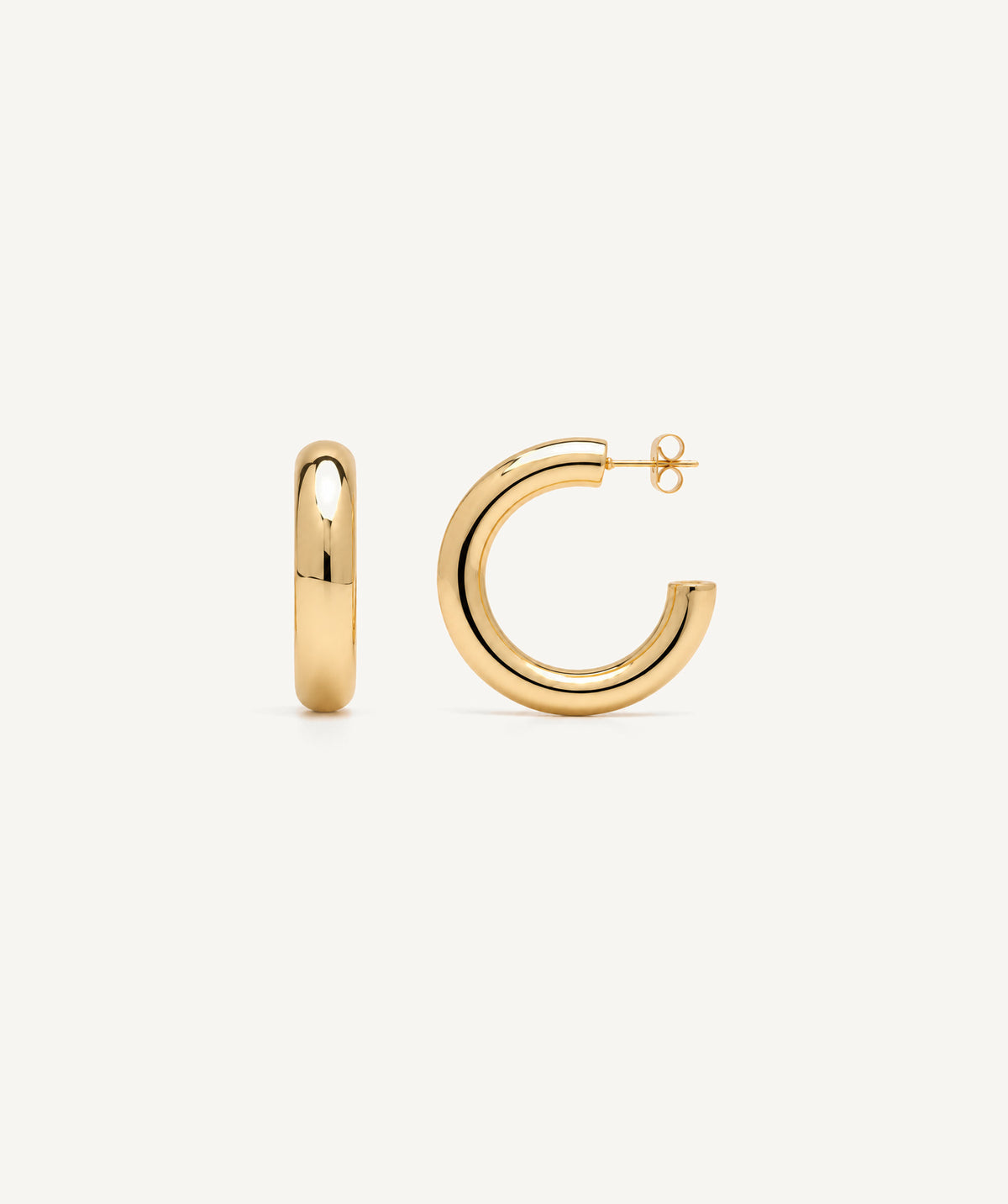 Gold Open Hoop Earrings, shown open