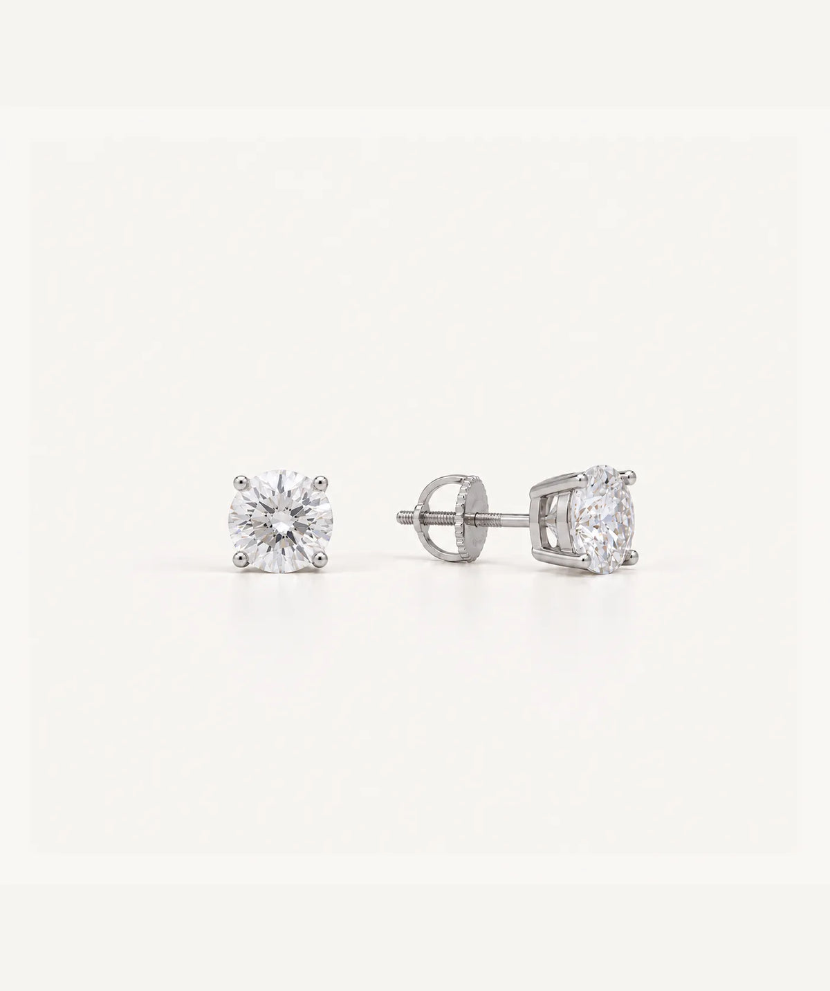 Silver Round Moissanite Stud Earrings, 6 mm size