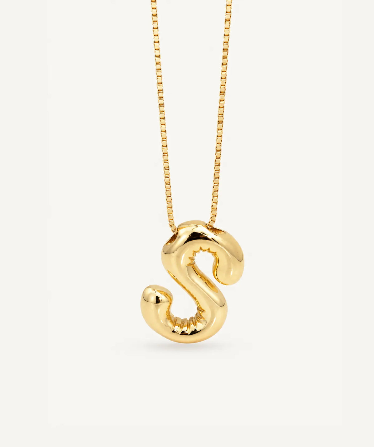 Gold Bubble Initial Necklace