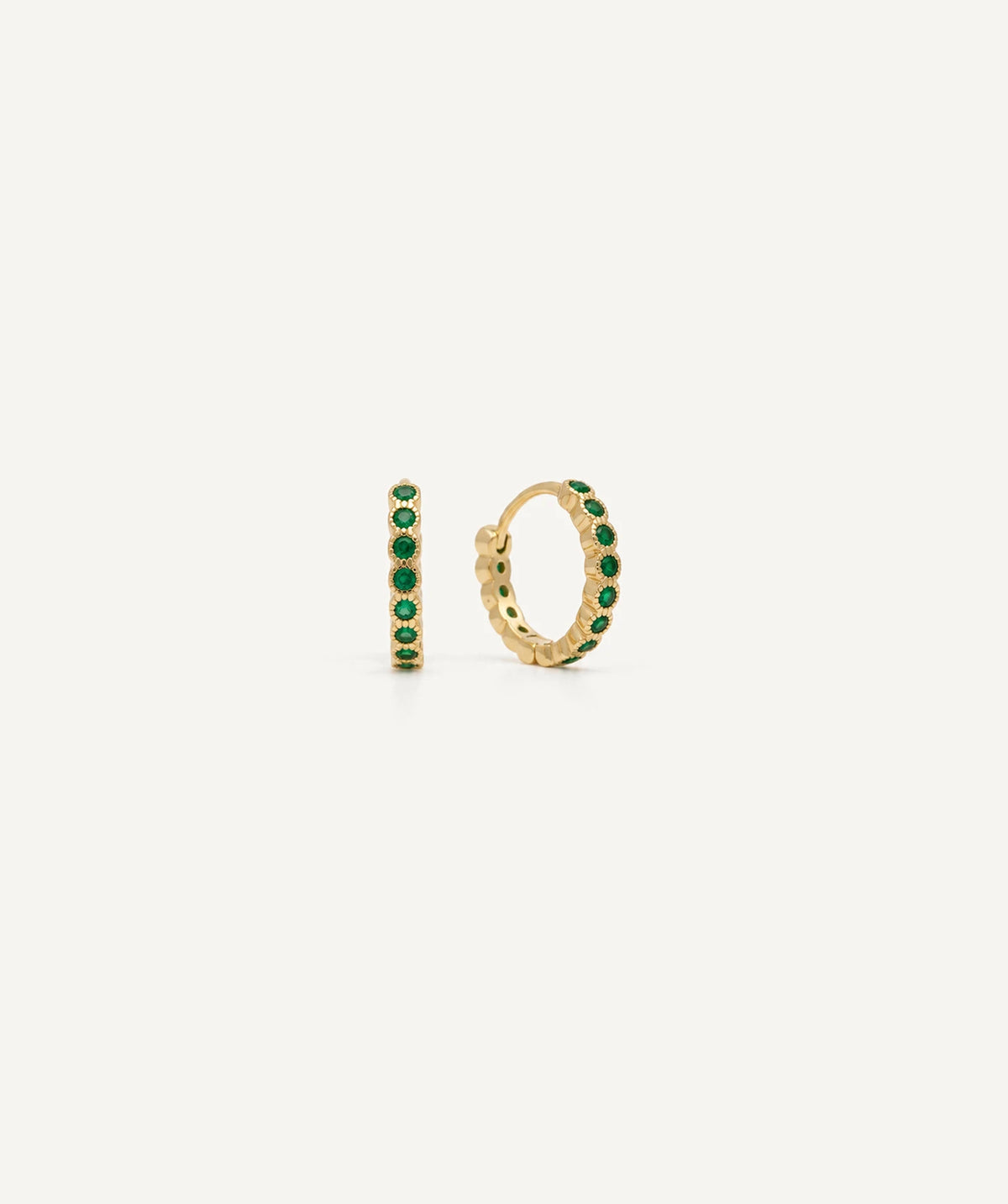 Gold Emerald Pavé Hoop Earrings