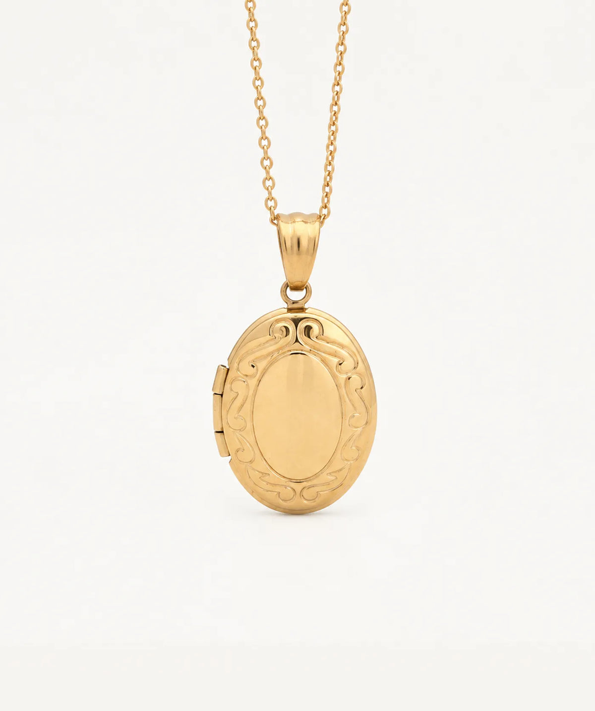 Gold Oval Photo Locket Necklace