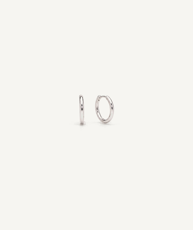 Silver Thick Plain Hoop Earrings
