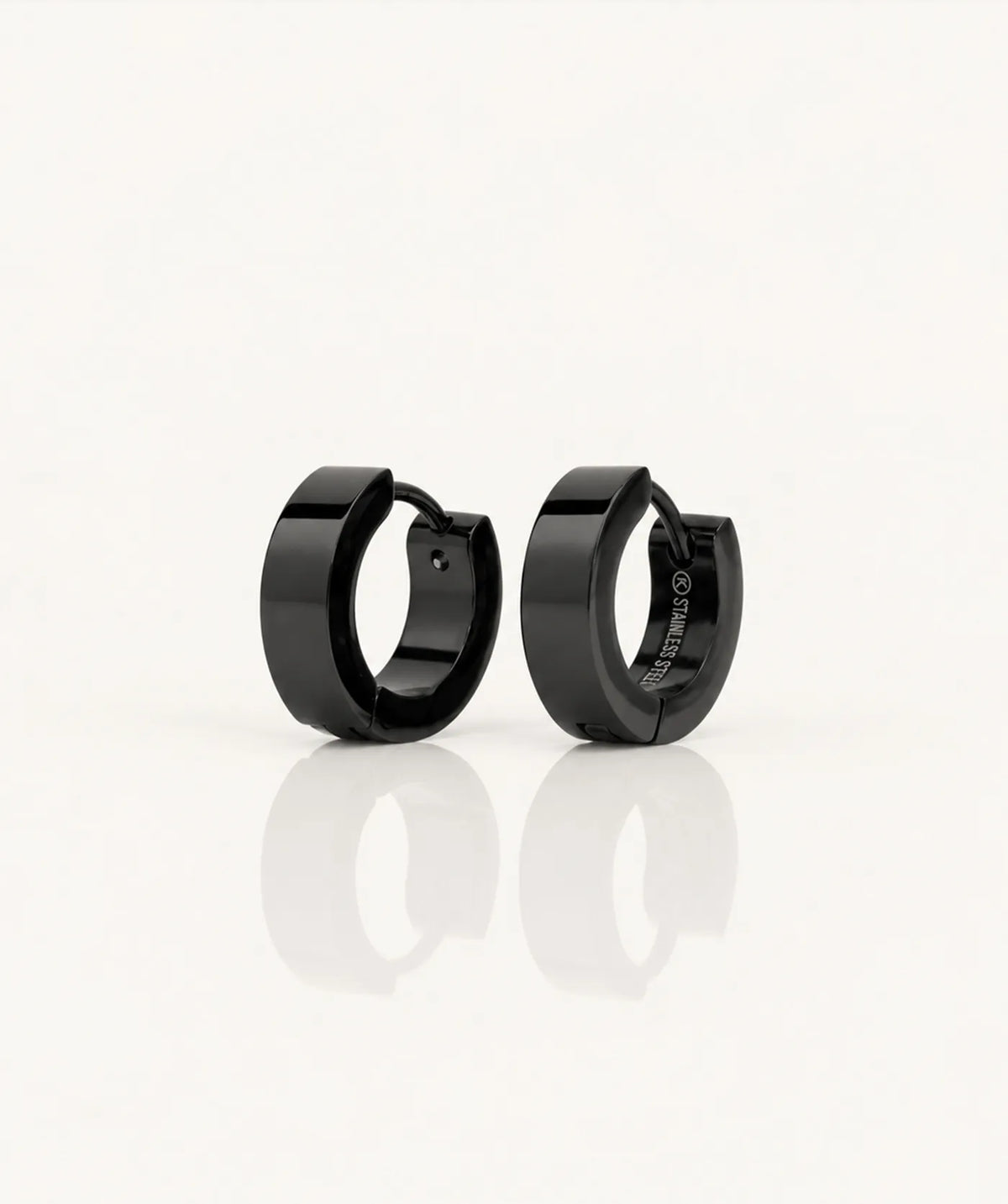 Black Thick Round Flat Hoop Earrings