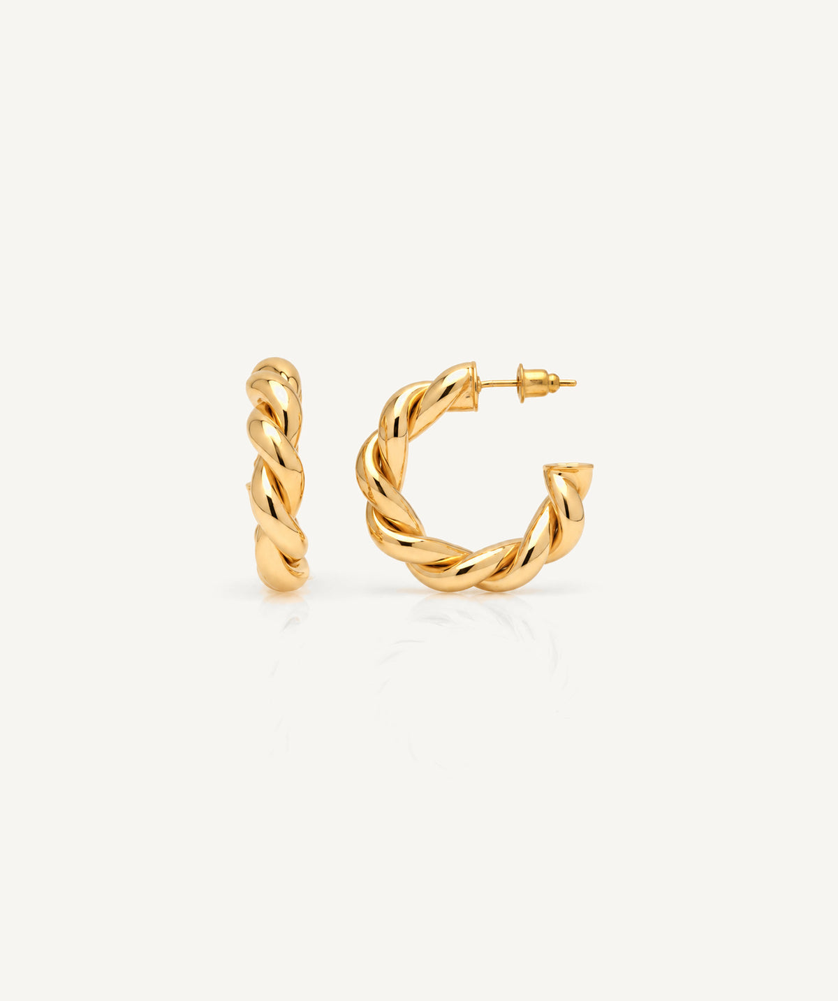 Gold Open Twist Hoop Earrings