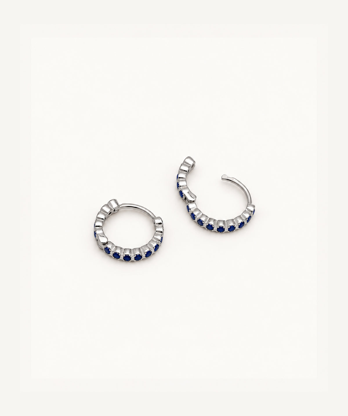 Silver Sapphire Pavé Hoop Earrings