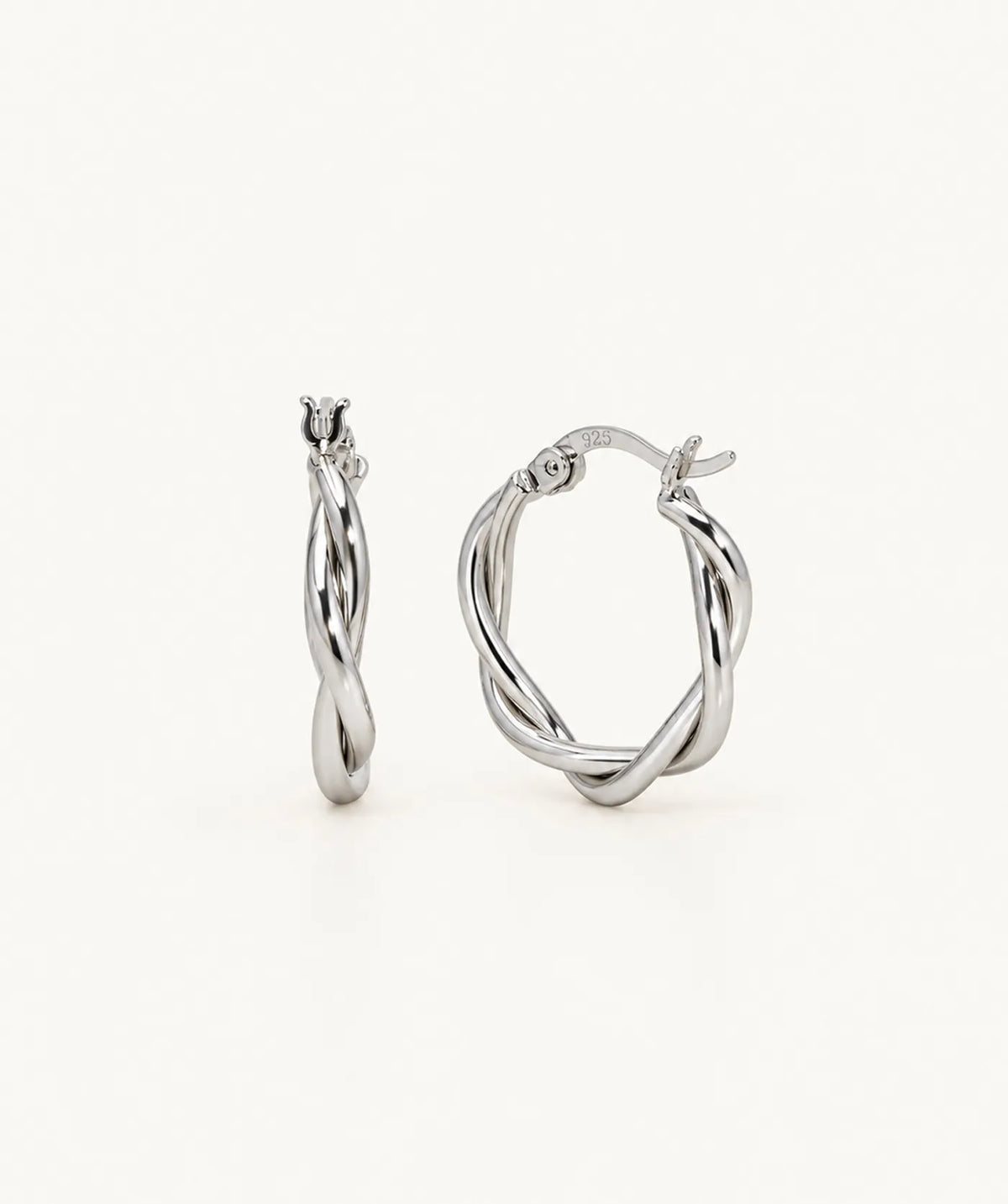 Silver Small Twist Hoop Earrings, 20 mm size