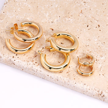 3 Pair Earring Set Dainty Hoops Chunky Earrings Hoop Earrings