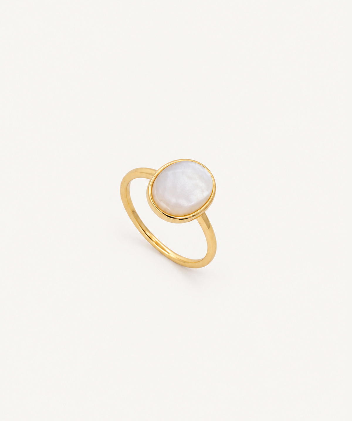 Gold Mother of Pearl Stone Ring