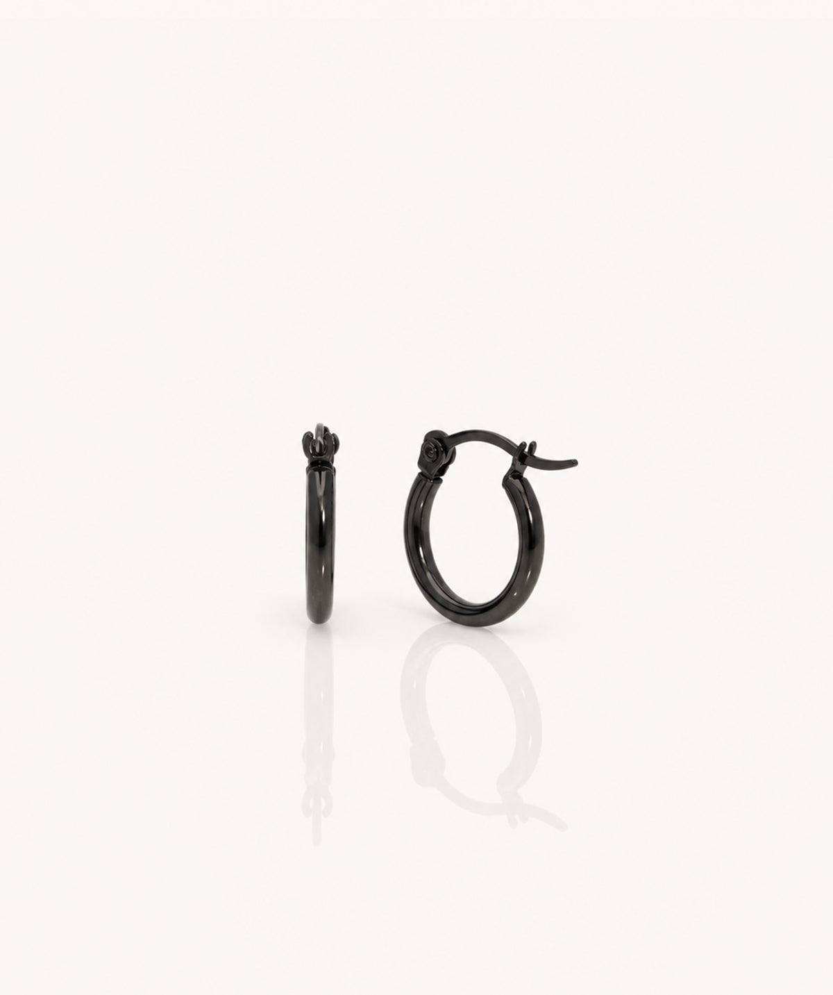 Black Stainless Steel Small Hoop Earrings