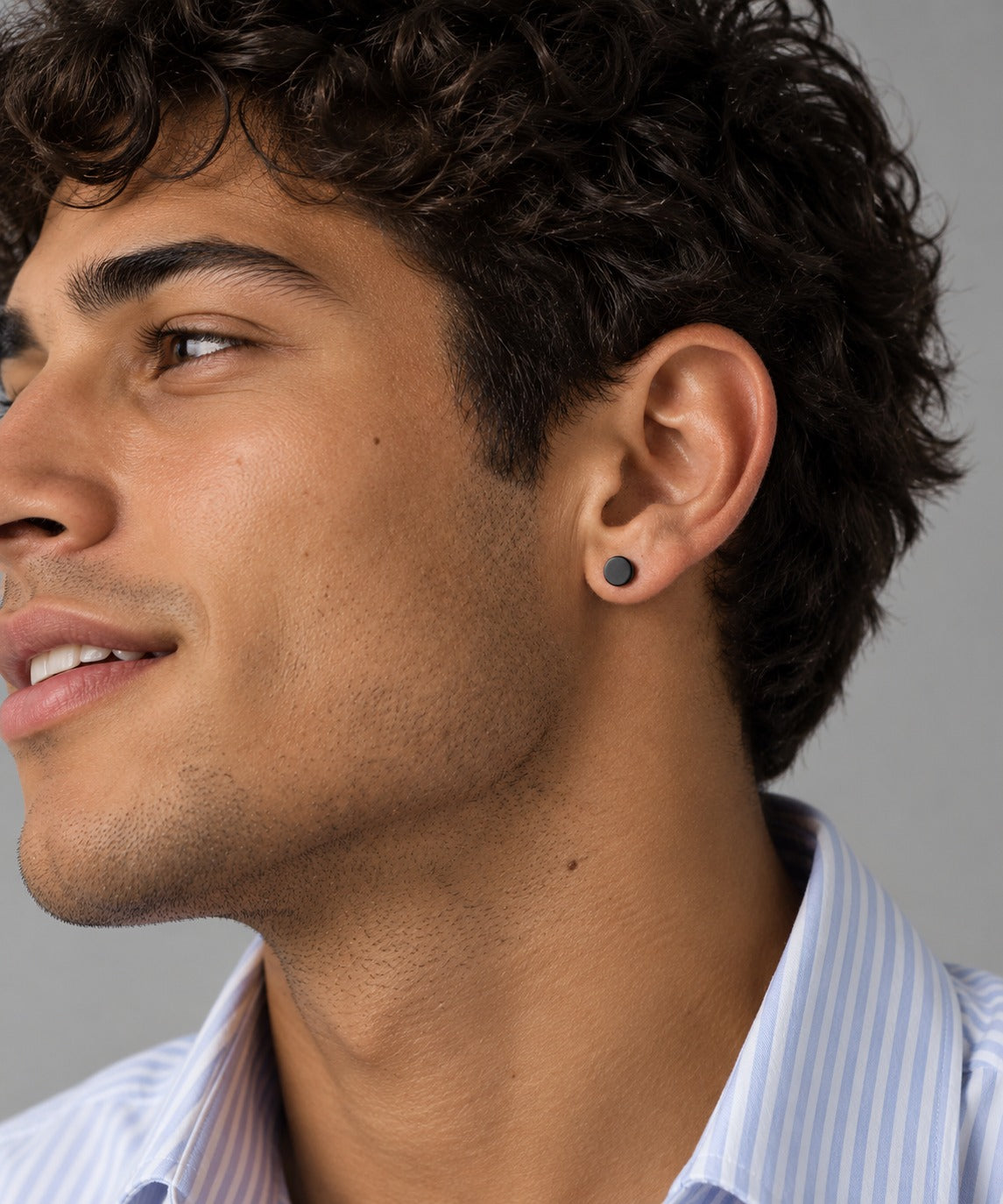 Black Butterfly Stud Earrings on model