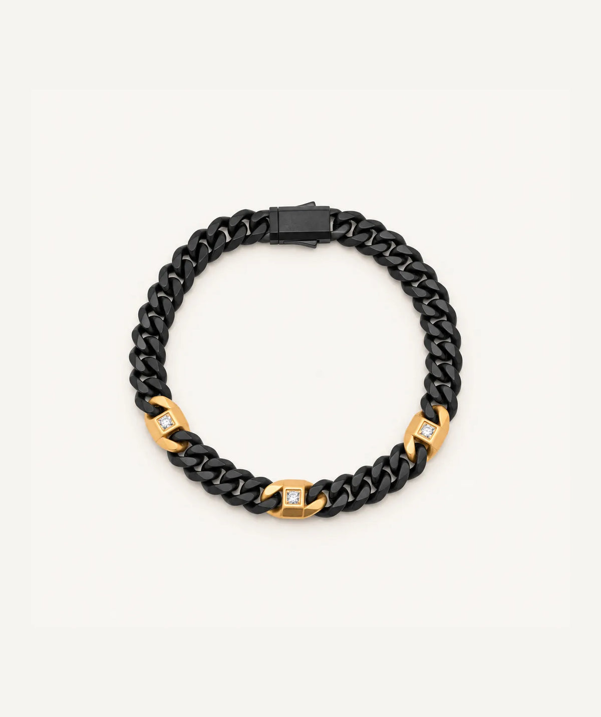 Men's Black & Gold Curb Chain Bracelet