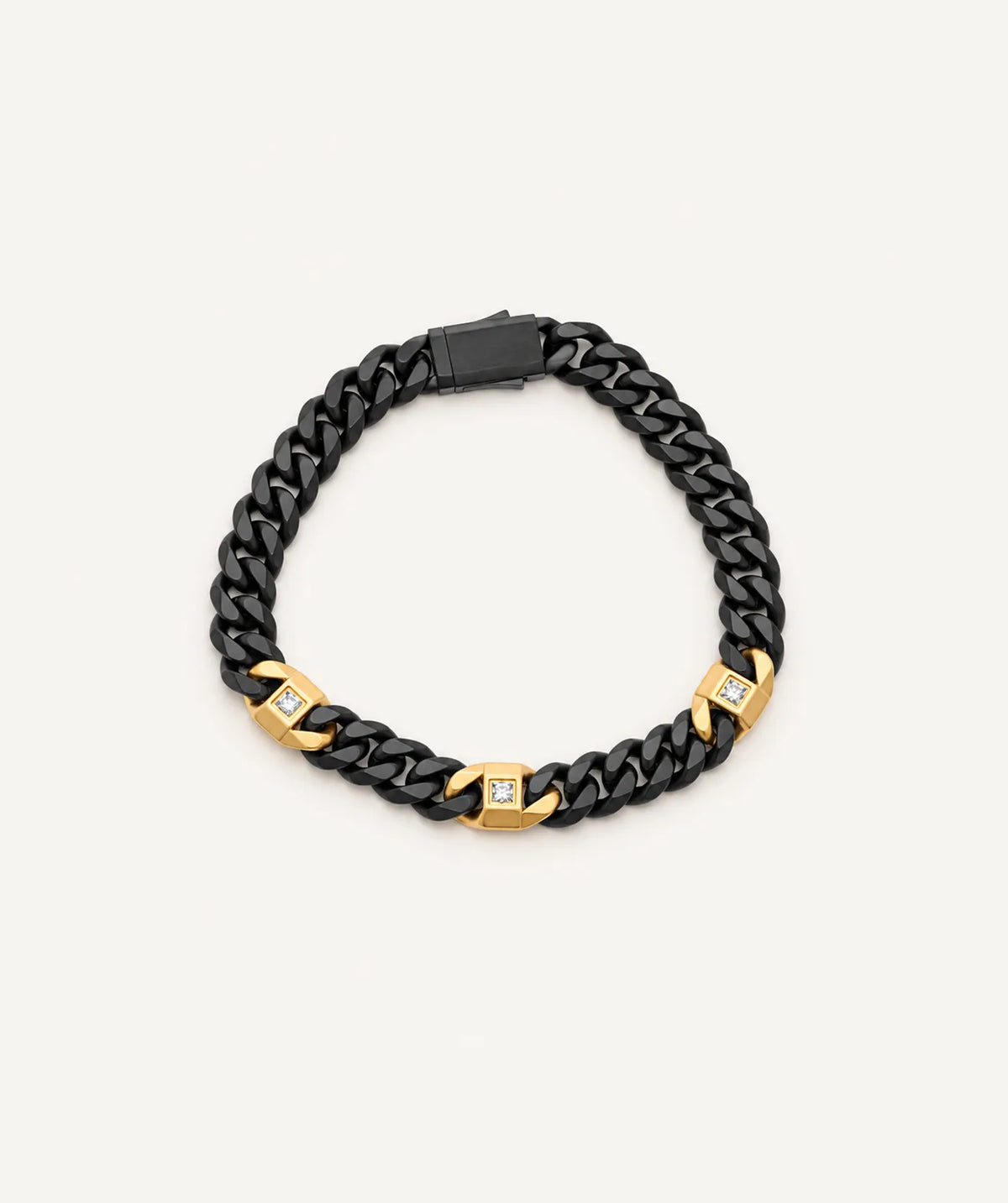 Men's Black & Gold Curb Chain Bracelet