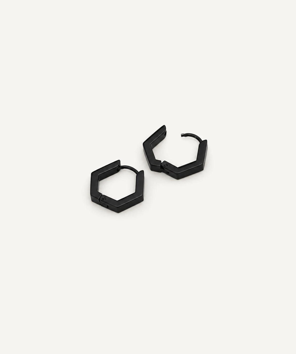 Black Hexagon Hoop Earrings