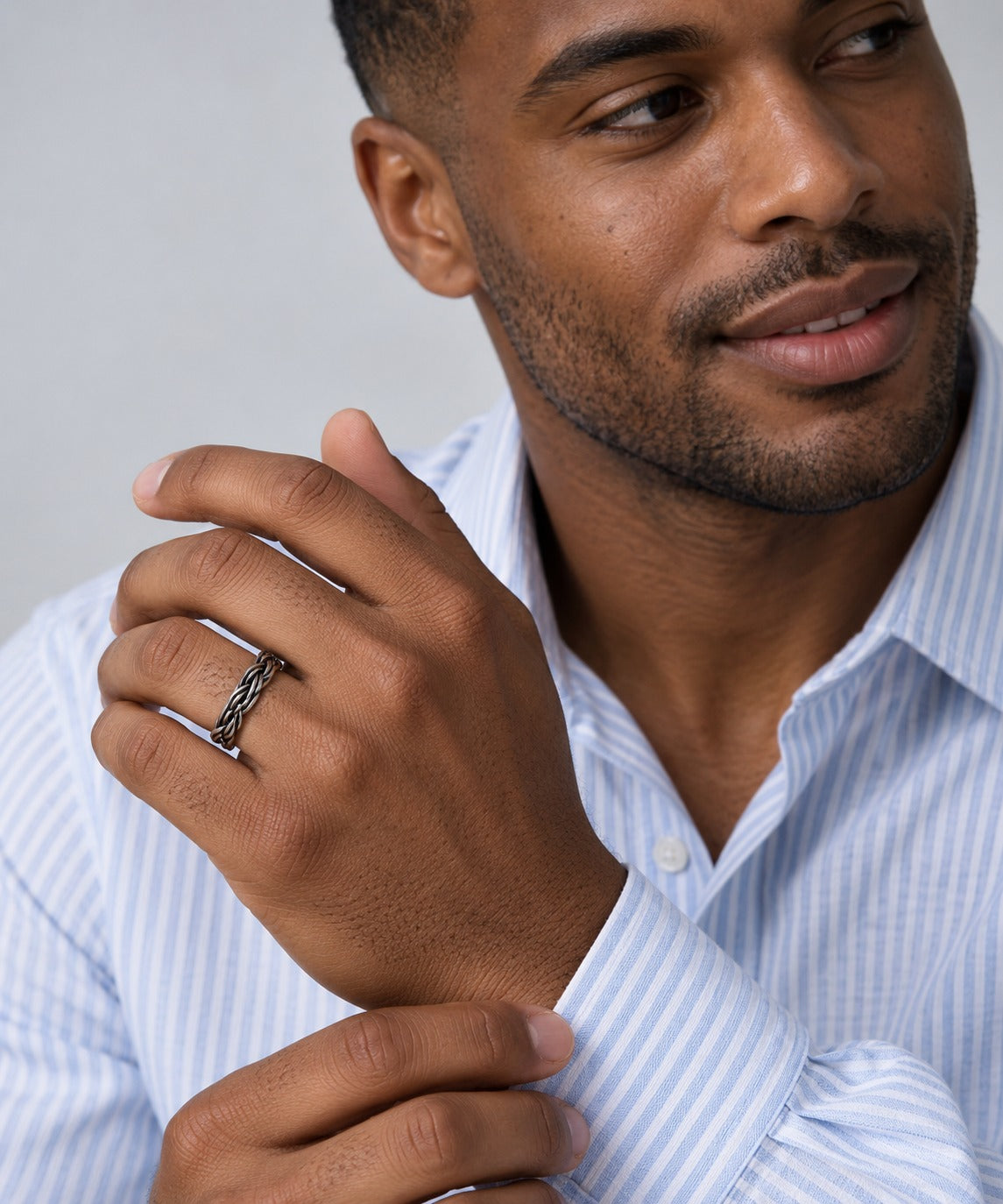 Black Leaf Ring on model
