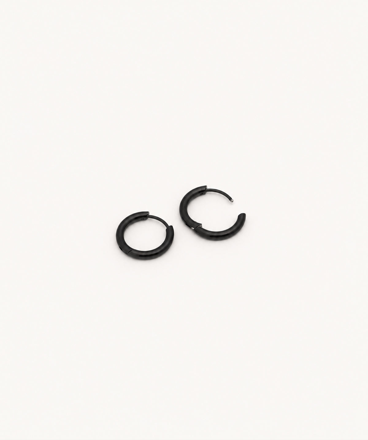 Black Round Sleeper Hoop Earrings