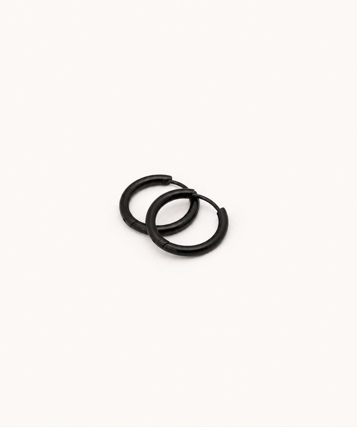 Black Round Sleeper Hoop Earrings