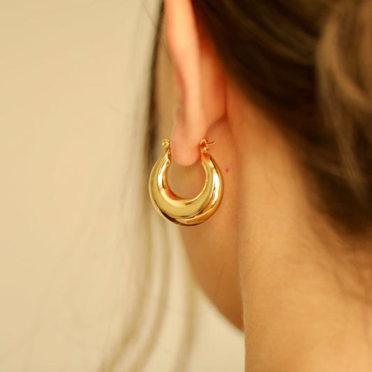 Chunky Gold Hoop Earrings 25mm Oval Hoops Hypoallergenic Earrings - Moboduc Custom Jewelry