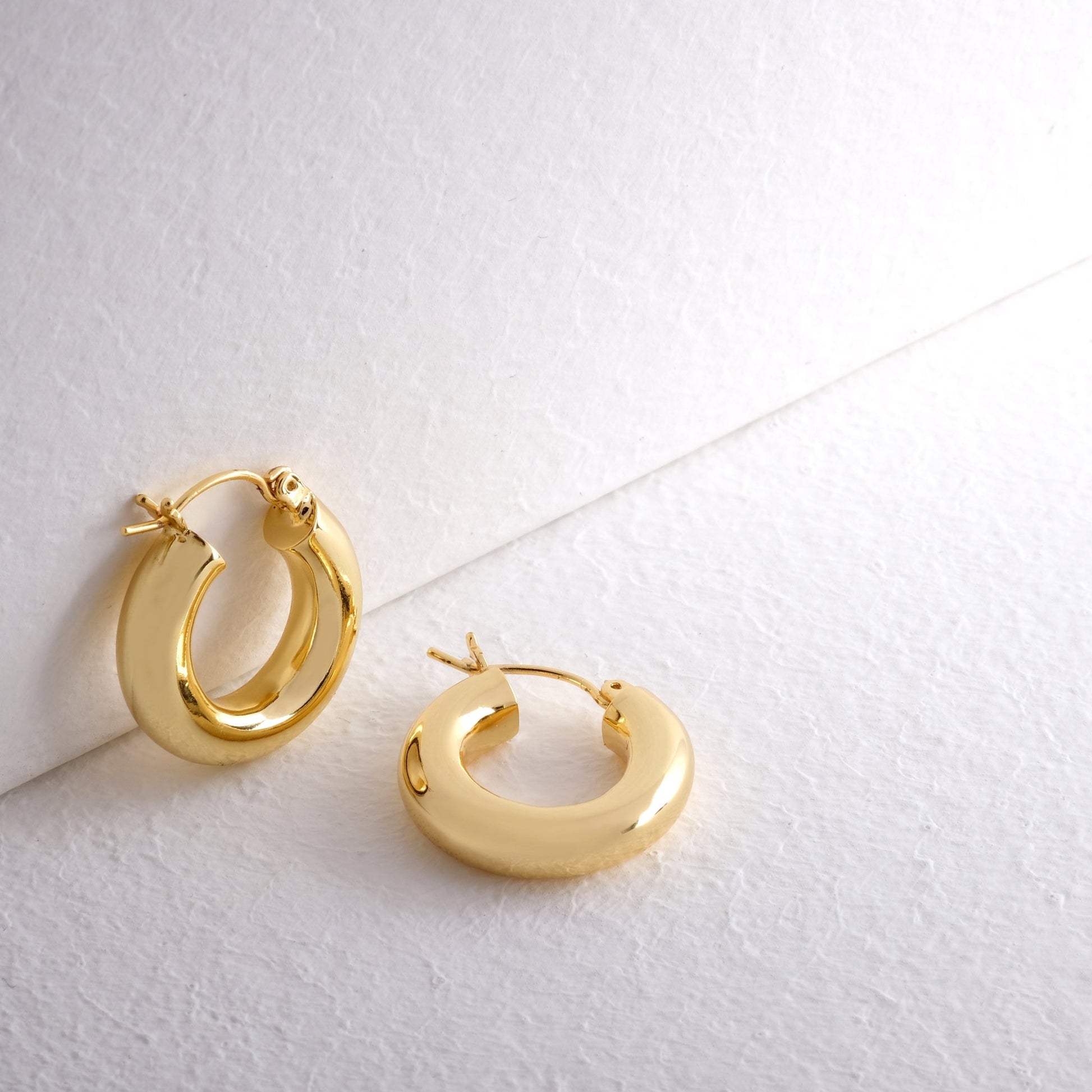 Chunky Gold Hoop Earrings Hypoallergenic - Waterproof Earrings Thick Bold Hoops - Moboduc Custom Jewelry