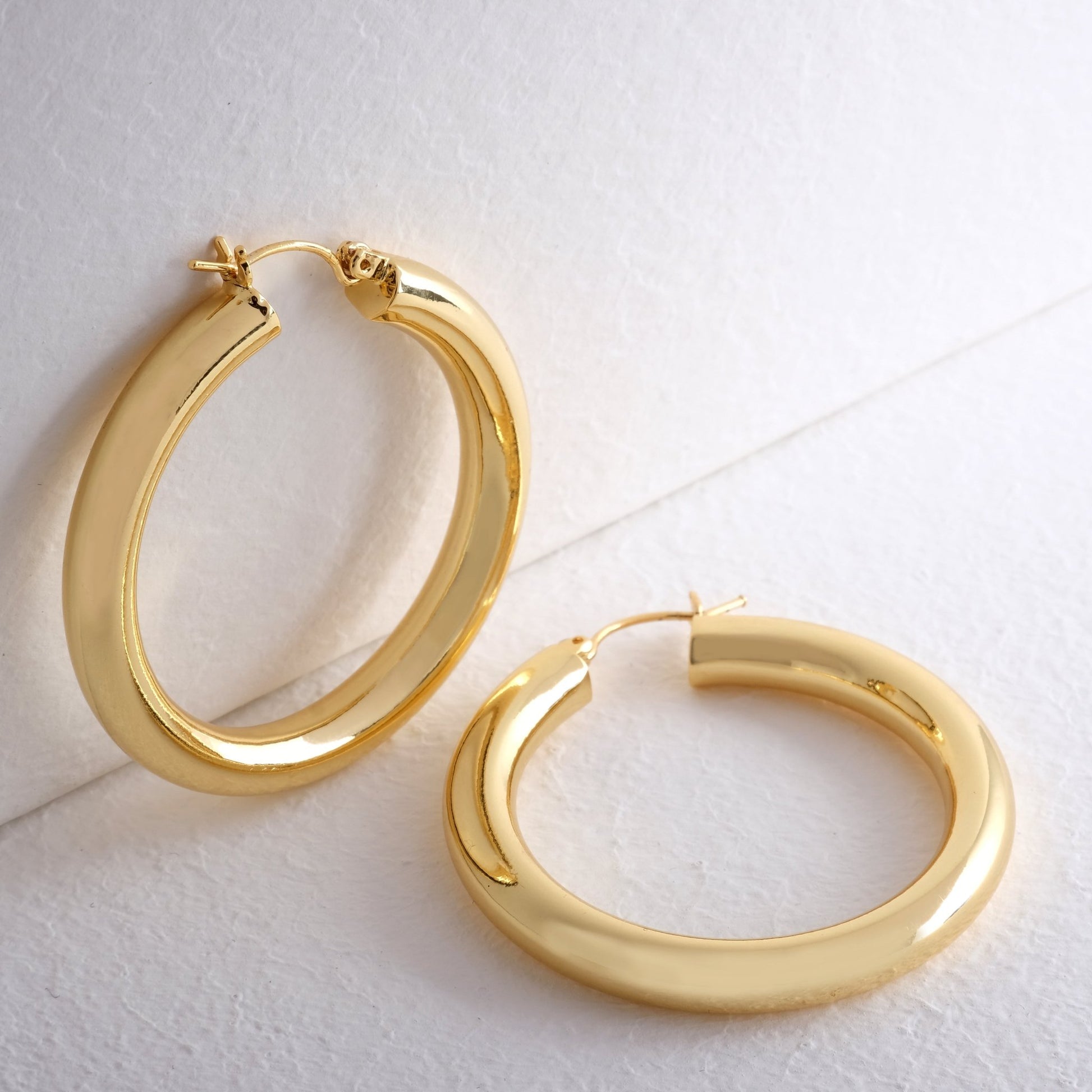 Chunky Gold Hoop Earrings Hypoallergenic - Waterproof Earrings Thick Bold Hoops - Moboduc Custom Jewelry