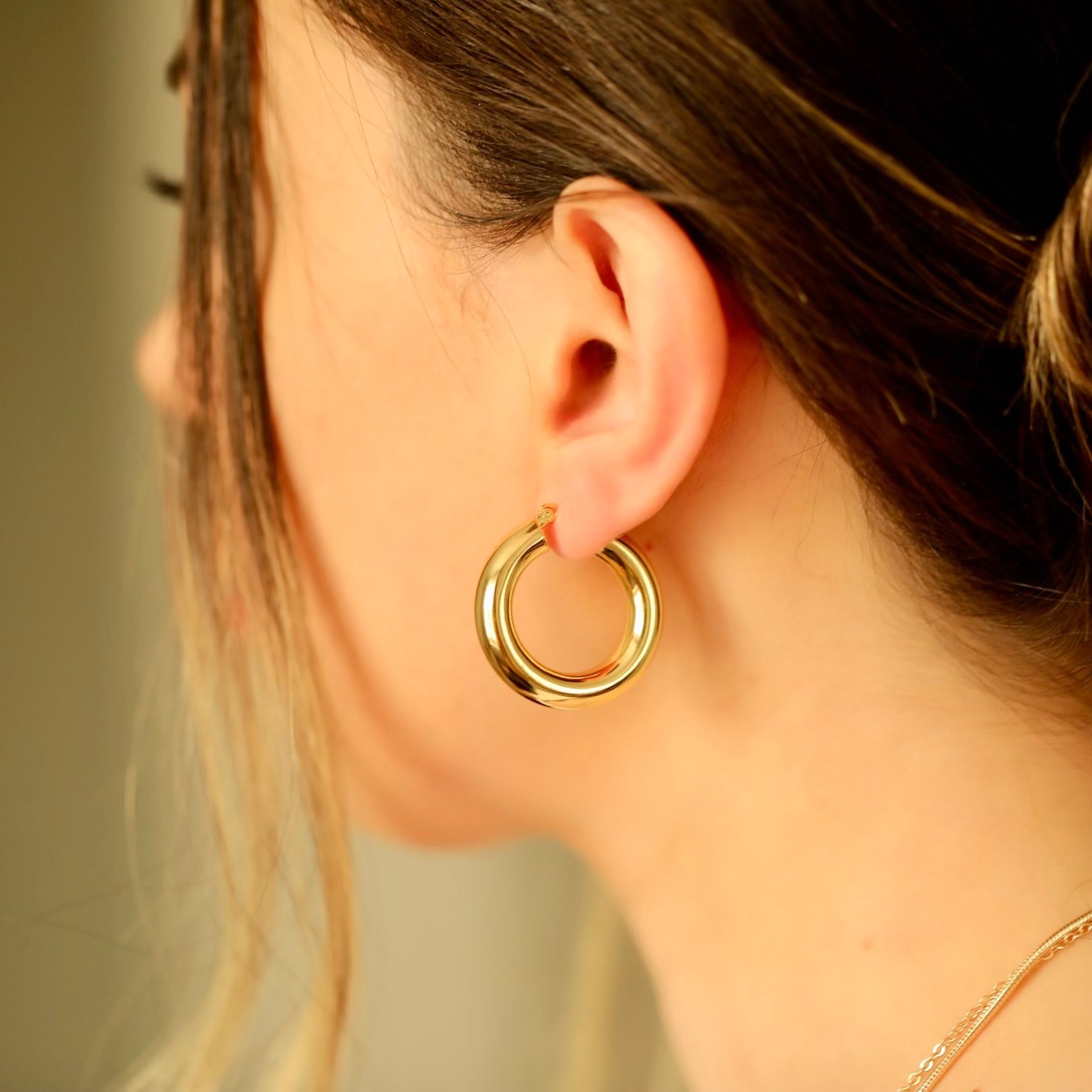 Chunky Gold Hoop Earrings Hypoallergenic - Waterproof Earrings Thick Bold Hoops - Moboduc Custom Jewelry