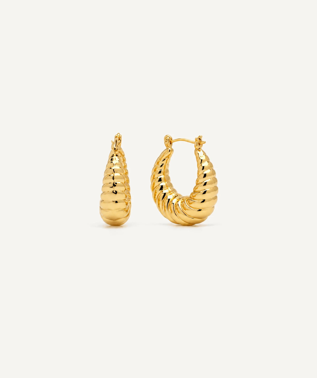 Gold Chunky Oval Croissant Hoop Earrings