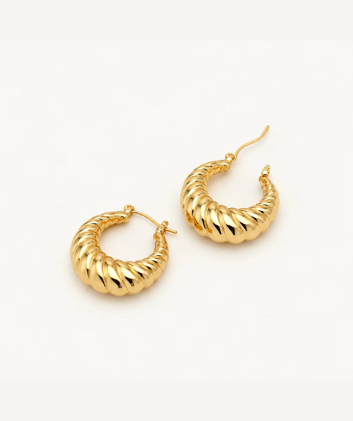 Gold Chunky Oval Croissant Hoop Earrings