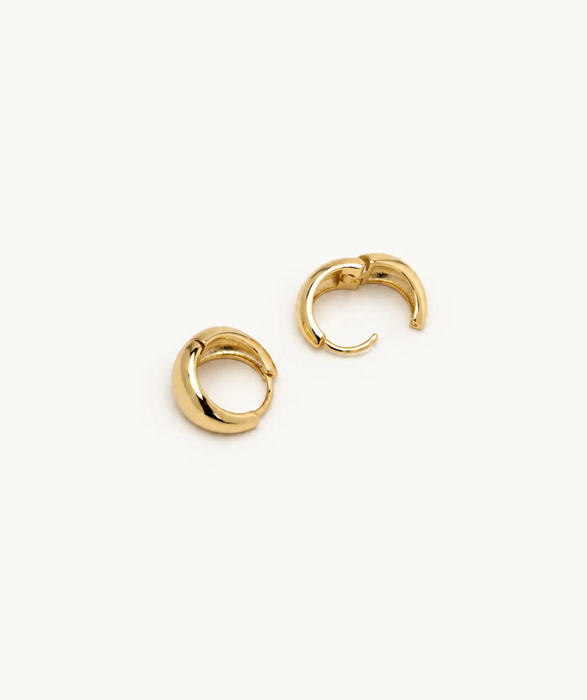 Gold Chunky Dome Hoop Earrings, shown open