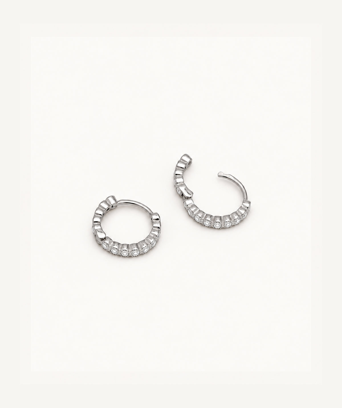 Silver Clear Pavé Hoop Earrings
