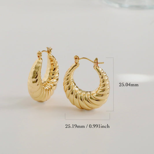 Croissant Gold Hoop Earrings Lightweight for Daily use Waterproof Earrings - Moboduc Custom Jewelry