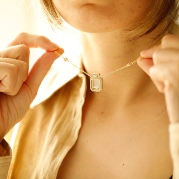 Crystal Pendant Necklace 18k Gold Plated Jewelry Gift for Girl Bottle Square Pendant Necklace - Moboduc Custom Jewelry