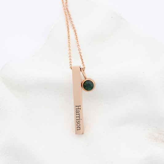 Custom 4 side Bar Necklace Jewelry Personalized Gift for Woman Name Location Engraved - Moboduc Custom Jewelry