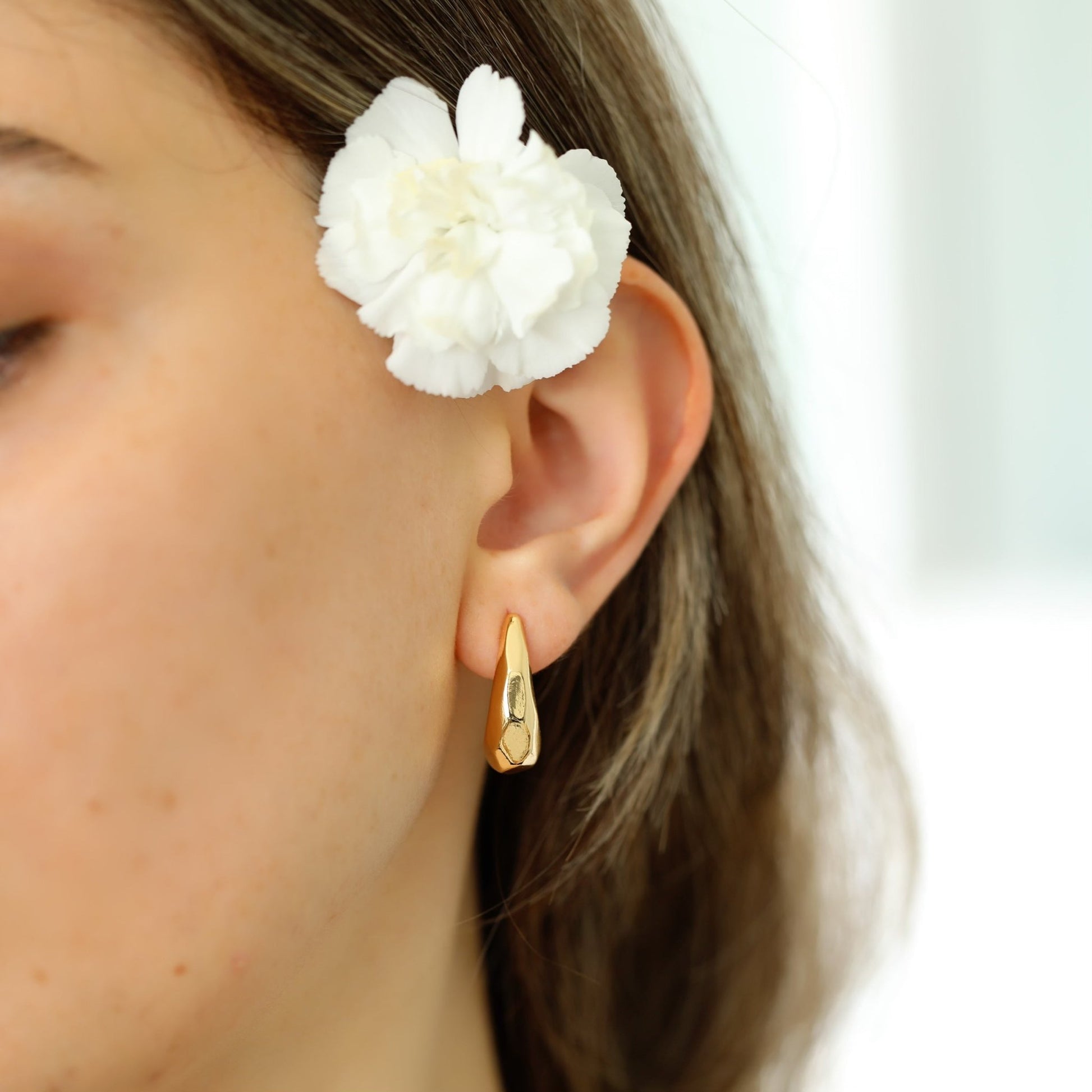 Drop Earrings for Women 14k Gold Plated Chunky Dome Earrings for Wedding Gift - Moboduc Custom Jewelry