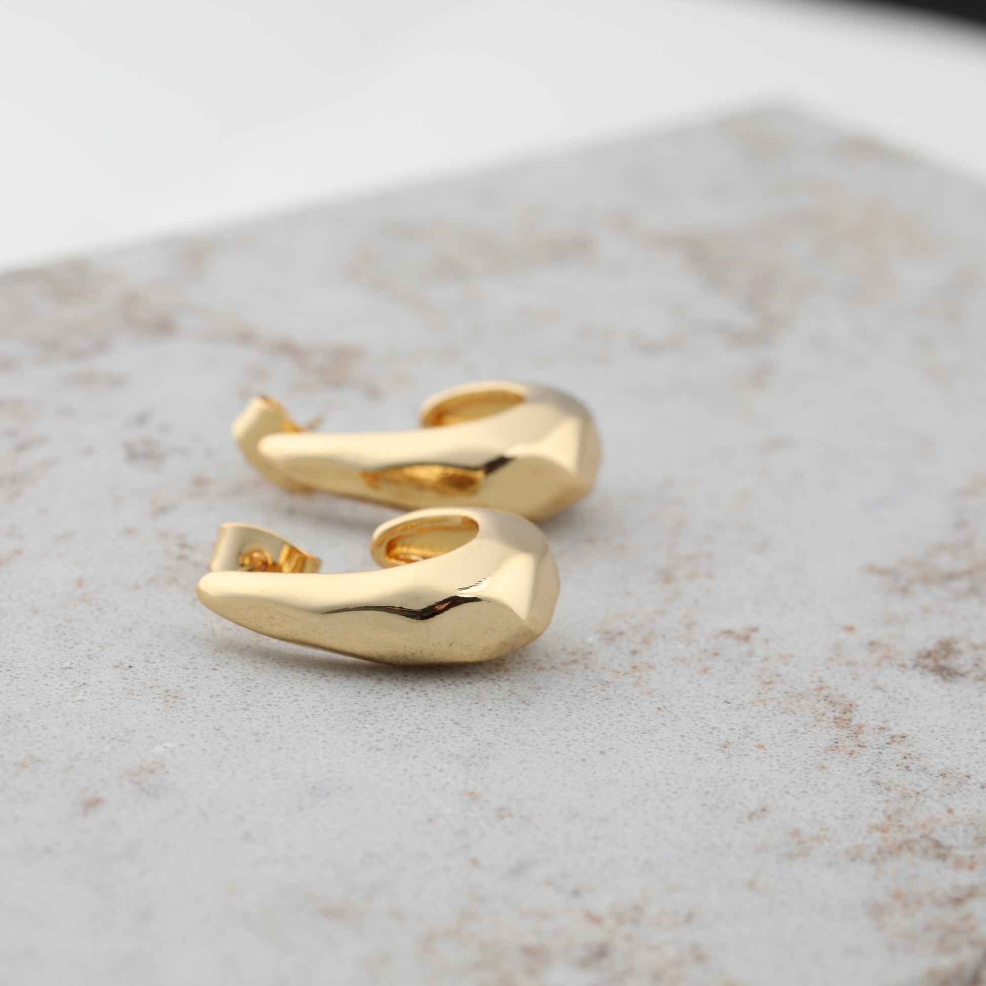 Drop Earrings for Women 14k Gold Plated Chunky Dome Earrings for Wedding Gift - Moboduc Custom Jewelry