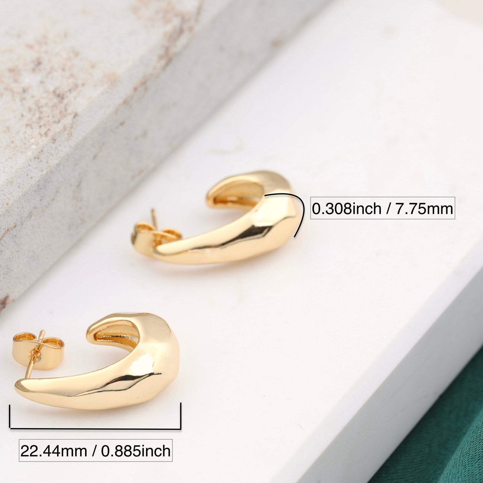 Drop Earrings for Women 14k Gold Plated Chunky Dome Earrings for Wedding Gift - Moboduc Custom Jewelry