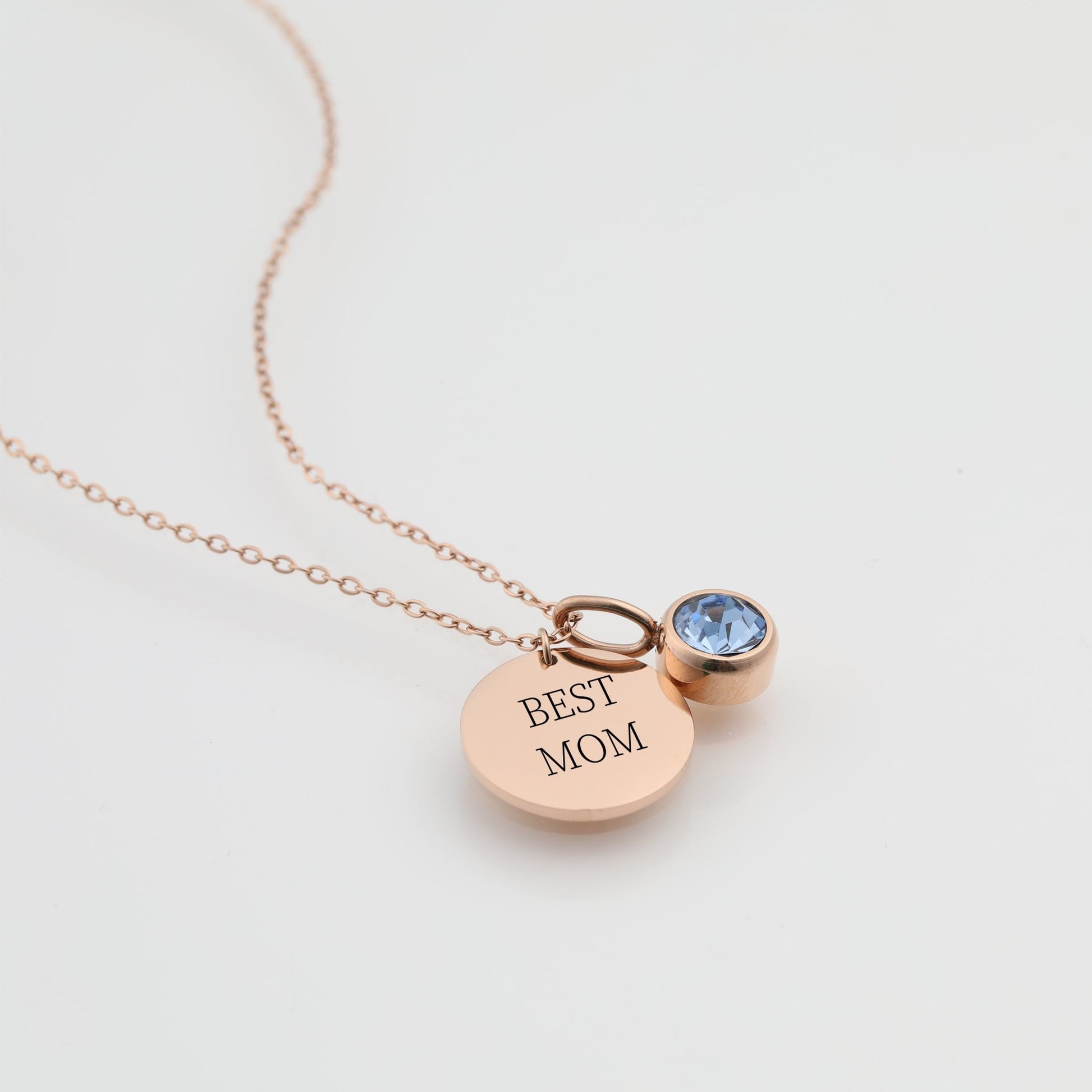 Engraved Necklace with Name - Date - Initial Birthstone Charm Necklace - Moboduc Custom Jewelry