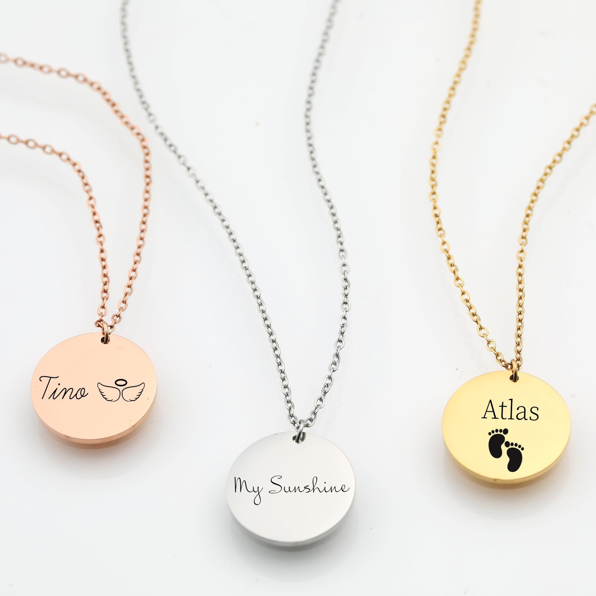 Engraved Necklace with Name - Date - Initial Birthstone Charm Necklace - Moboduc Custom Jewelry