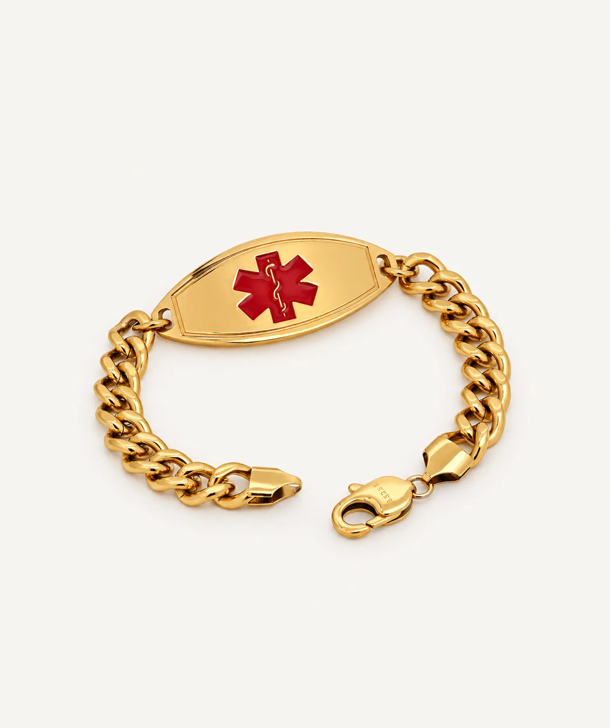 Gold Medical ID Bracelet - Large Red