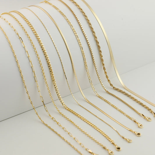 Gold Pendant Chains Necklace 925 Sterling Silver 14k Gold Filled Rope - Snake - Twist - Box - Curb - Moboduc Custom Jewelry