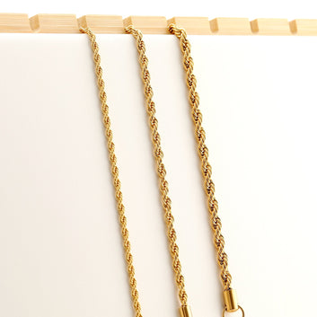 Gold Rope Bracelet for Her Thin Rope - Medium - Thick Rope Chain Bracelet 18k Gold Plated - Moboduc Custom Jewelry
