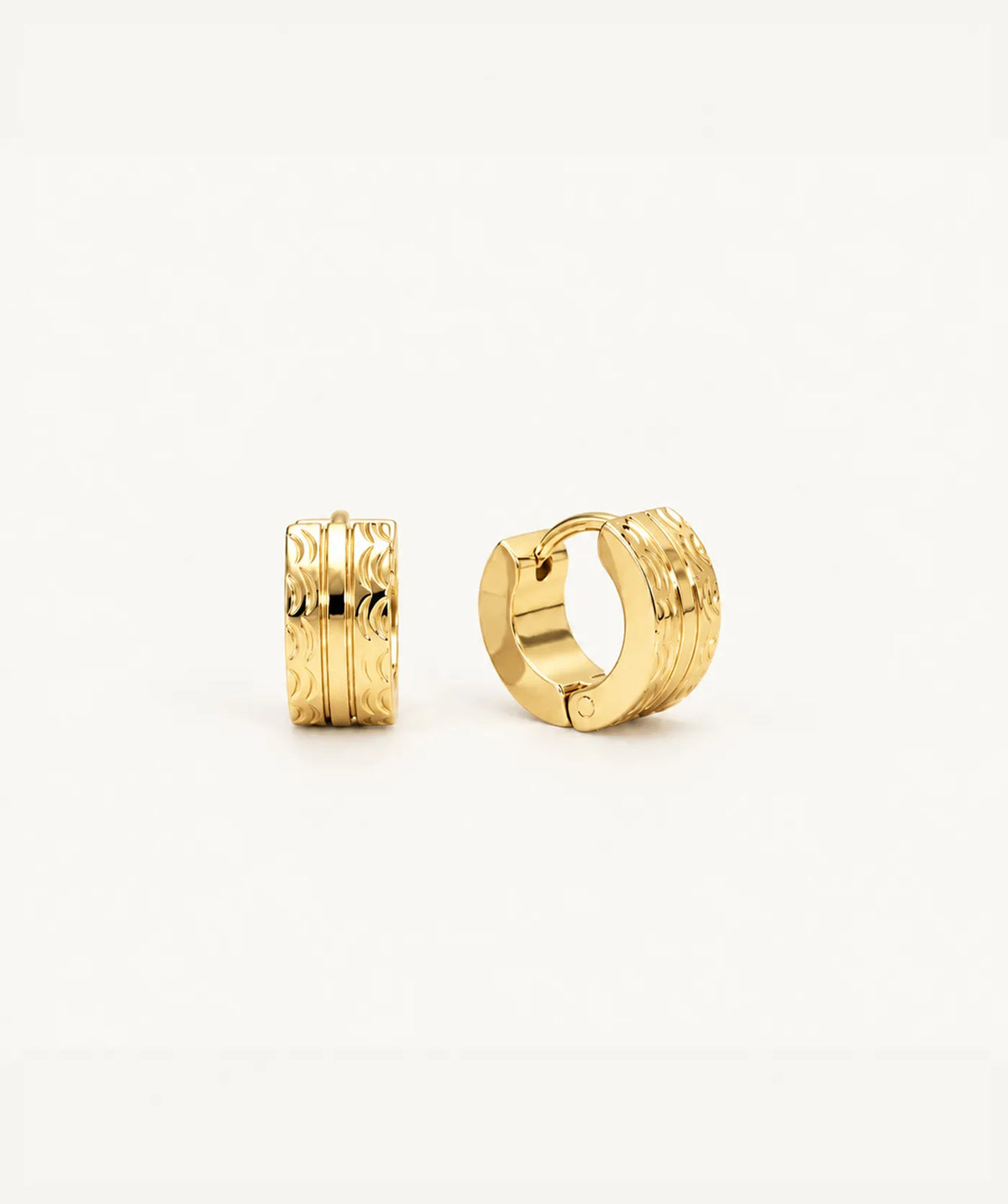 Gold Thick Greek Key Hoop Earrings
