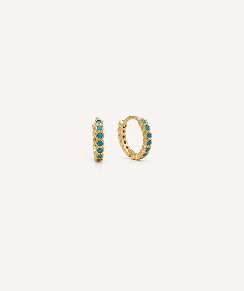 Gold Turquoise Pavé Hoop Earrings