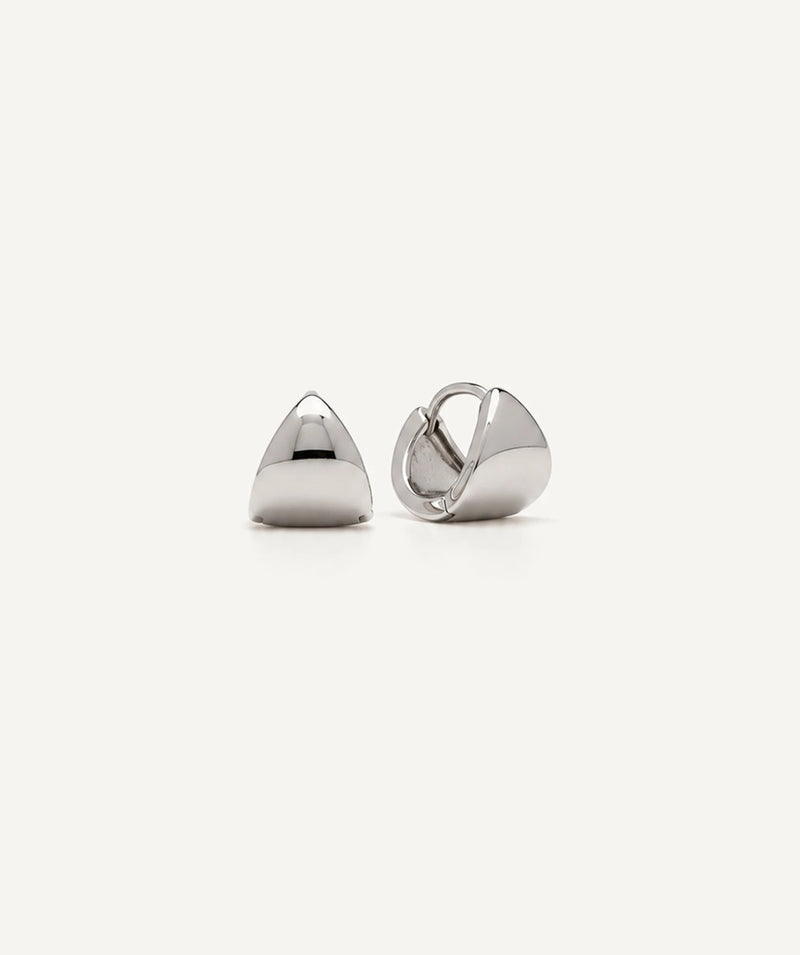Silver Wide Tapered Huggie Earrings