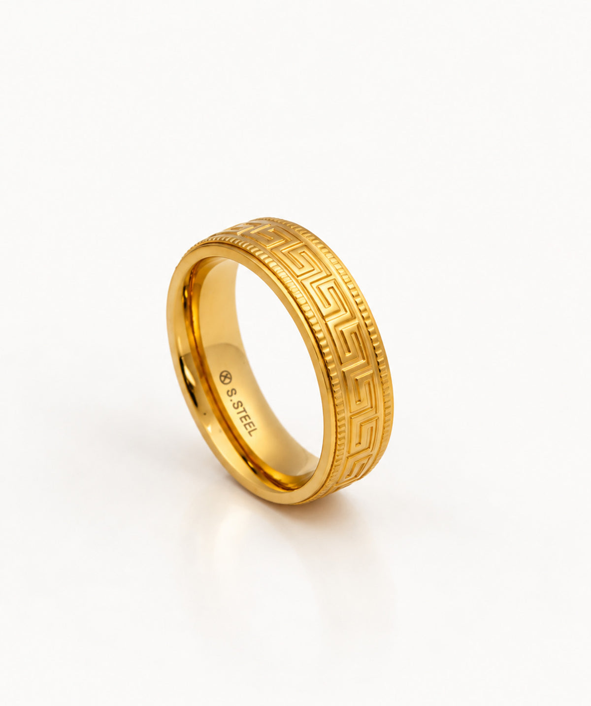 Gold Greek Key Band Ring
