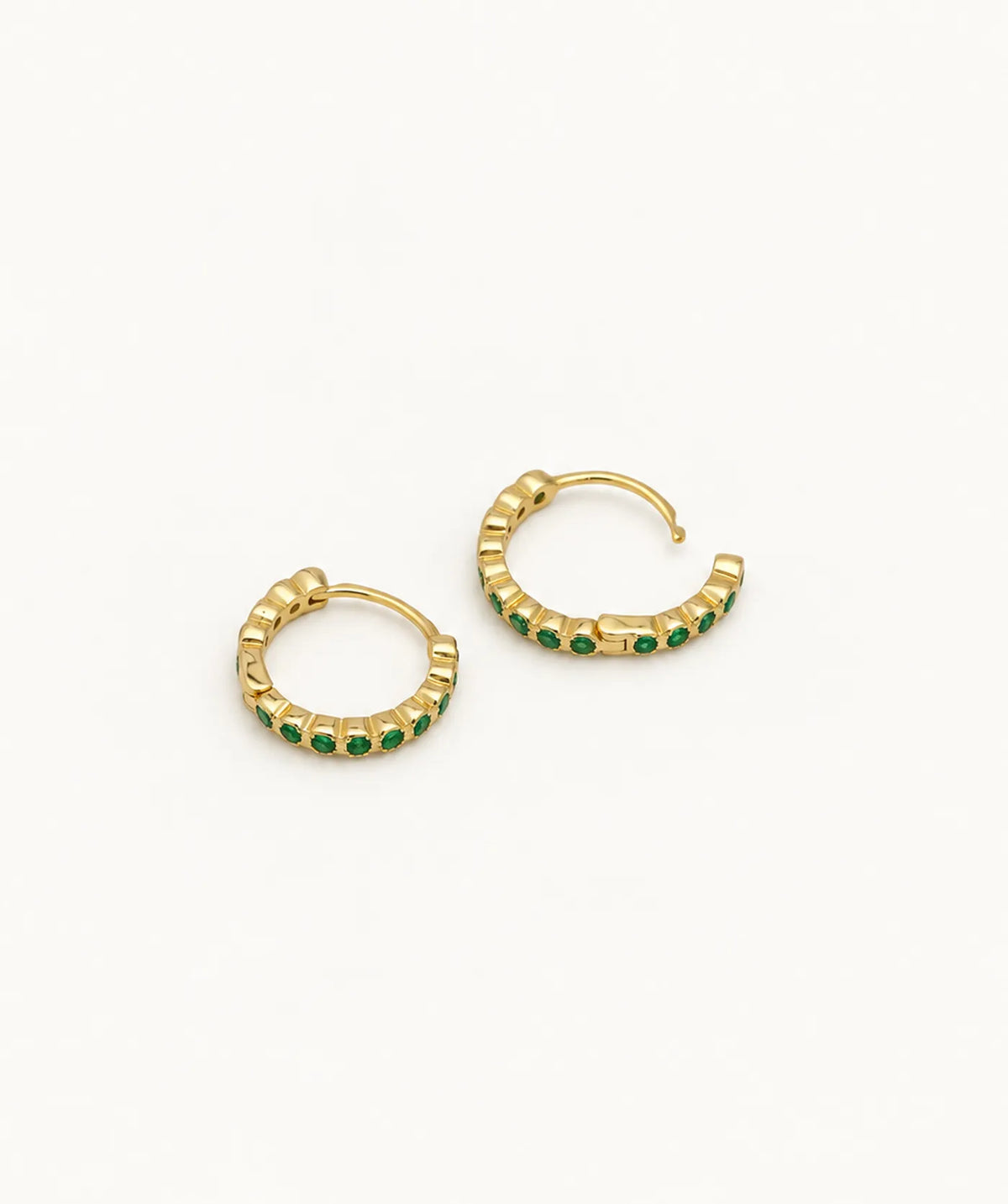 Gold Emerald Pavé Hoop Earrings