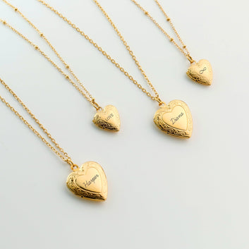 Heart Locket Necklace 18k Gold Filled Personalized Necklace Vintage Locket Necklace - Moboduc Custom Jewelry