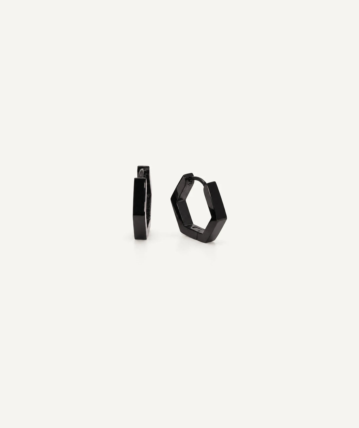 Black Hexagon Hoop Earrings