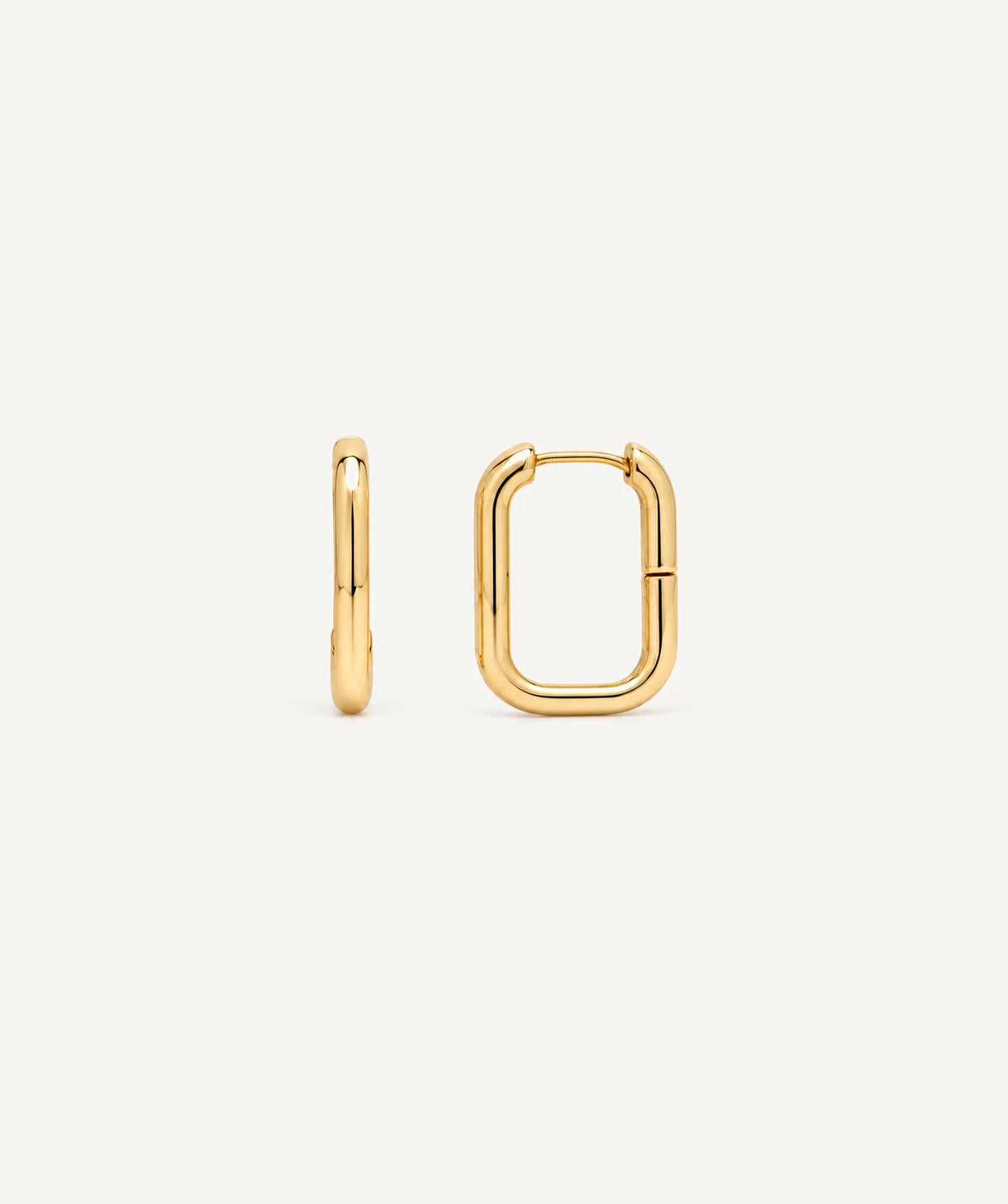 Gold Chunky Rectangular Hoop Earrings