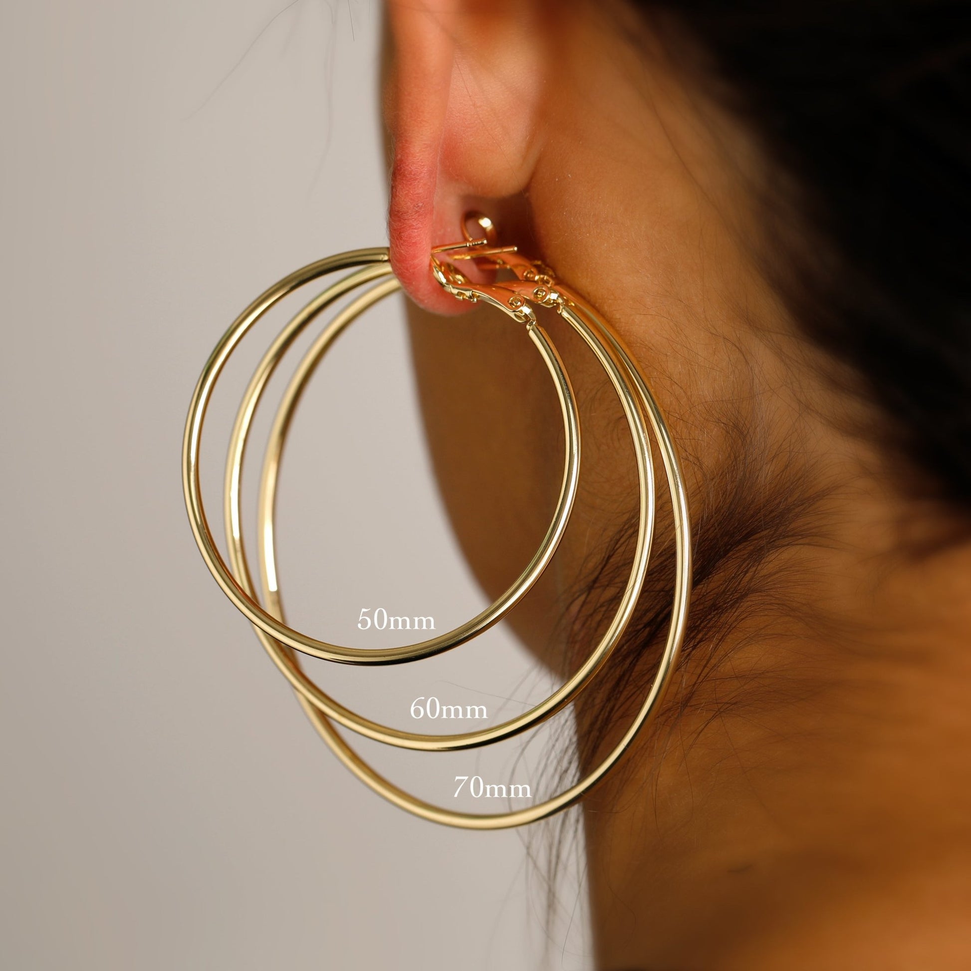 Large Gold Hoop Earrings 20/30/40/ 50/60/70mm 14k Gold Plated Big Hoop - Moboduc Custom Jewelry