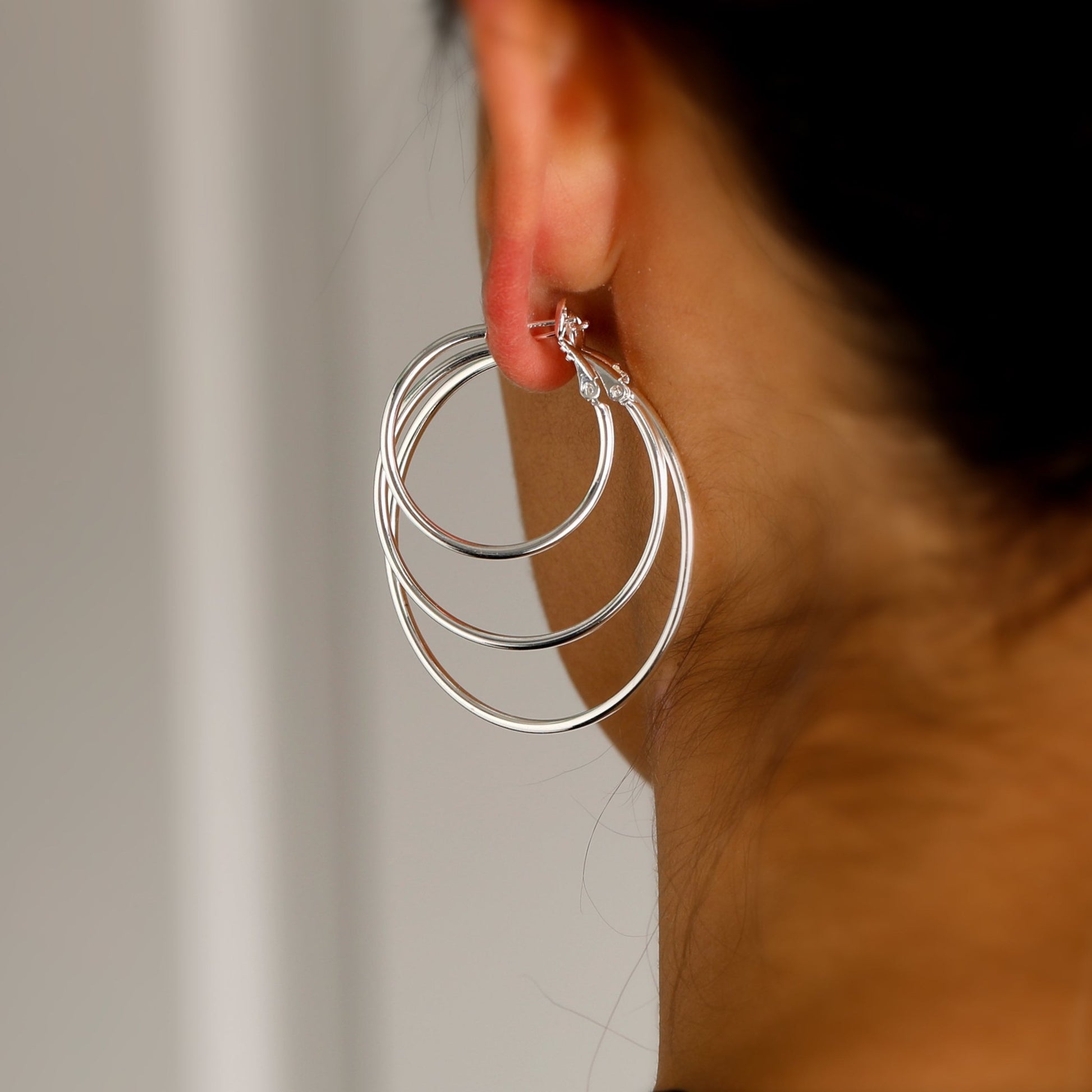 Large Hoop Earrings Silver 30/40/50/60/70/100mm Silver Earrings Large - Moboduc Custom Jewelry
