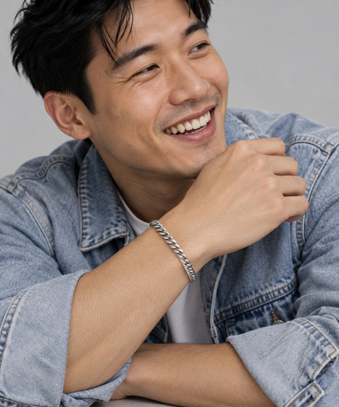 Men's Curb Chain Bracelet on model